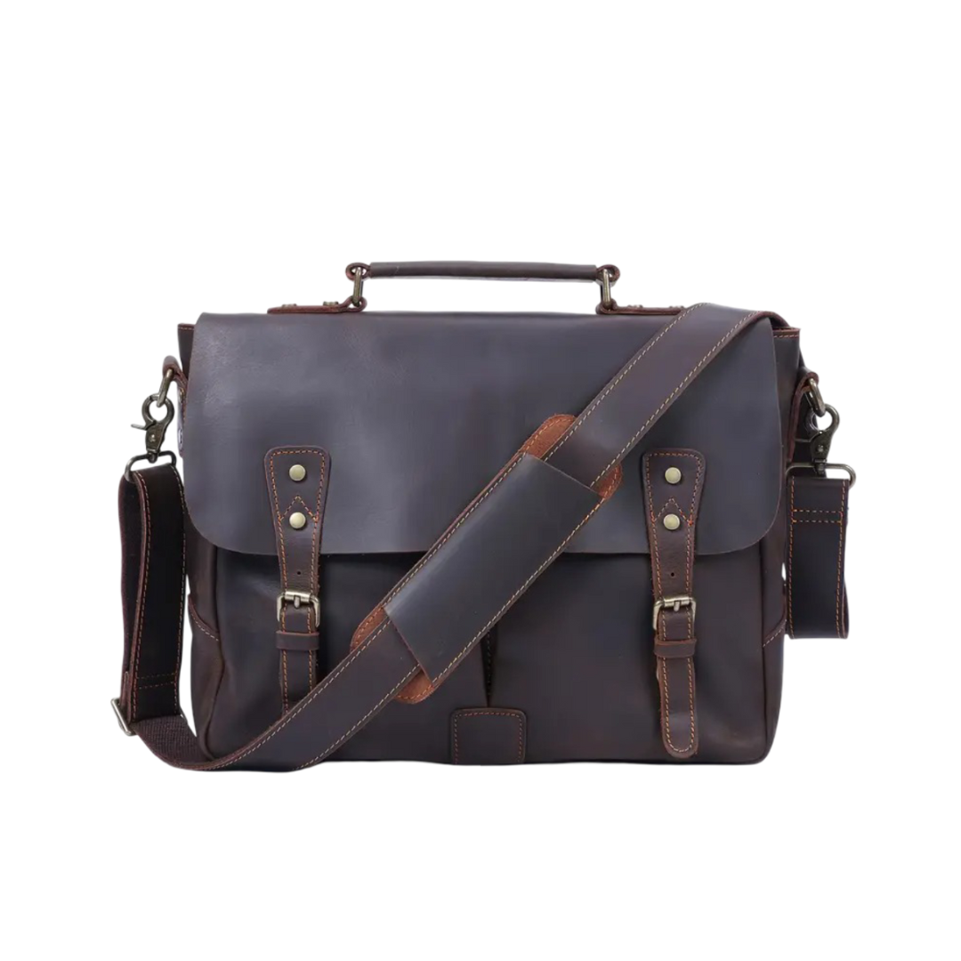 Beau Double Buckle Leather Messenger