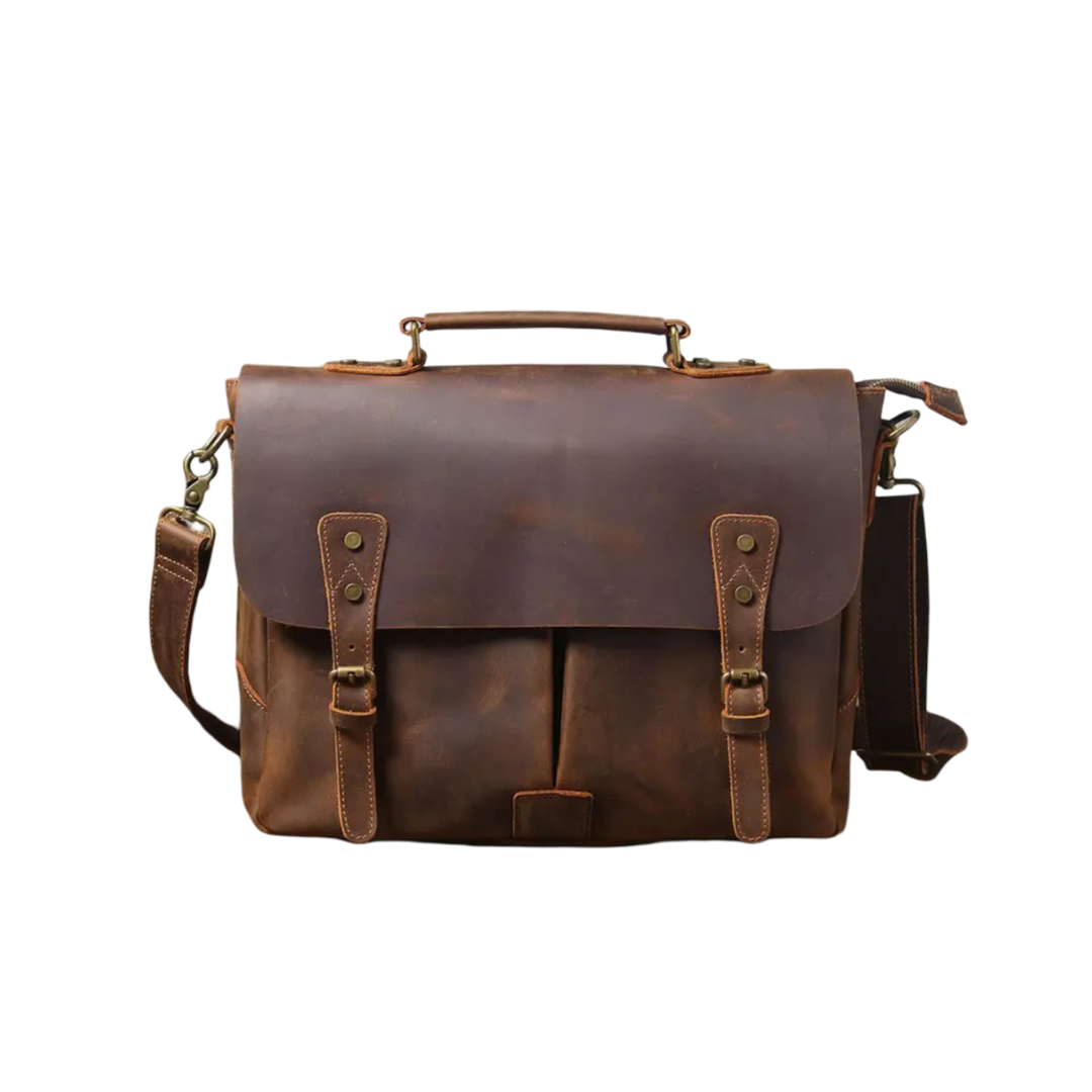 Beau Double Buckle Leather Messenger