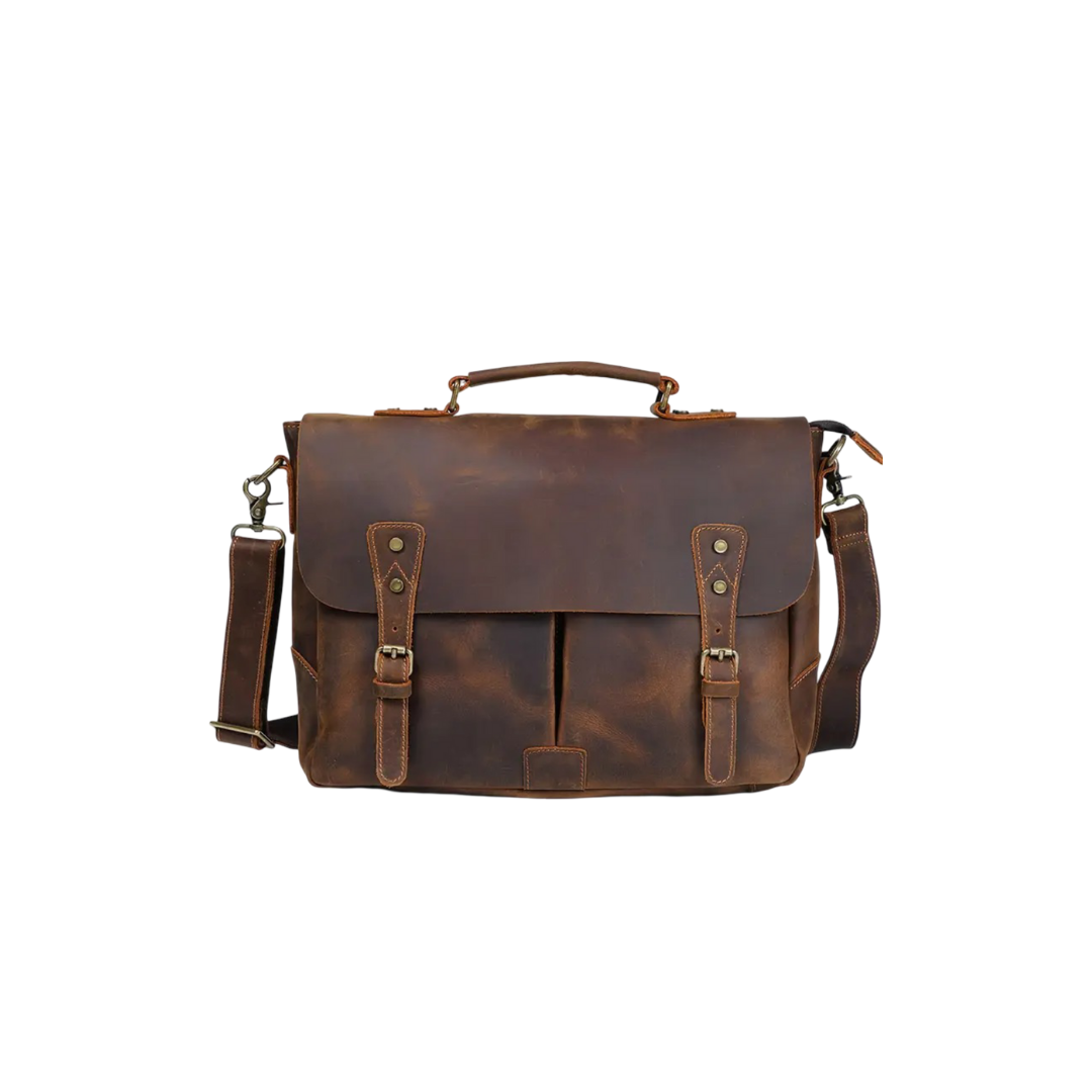 Beau Double Buckle Leather Messenger