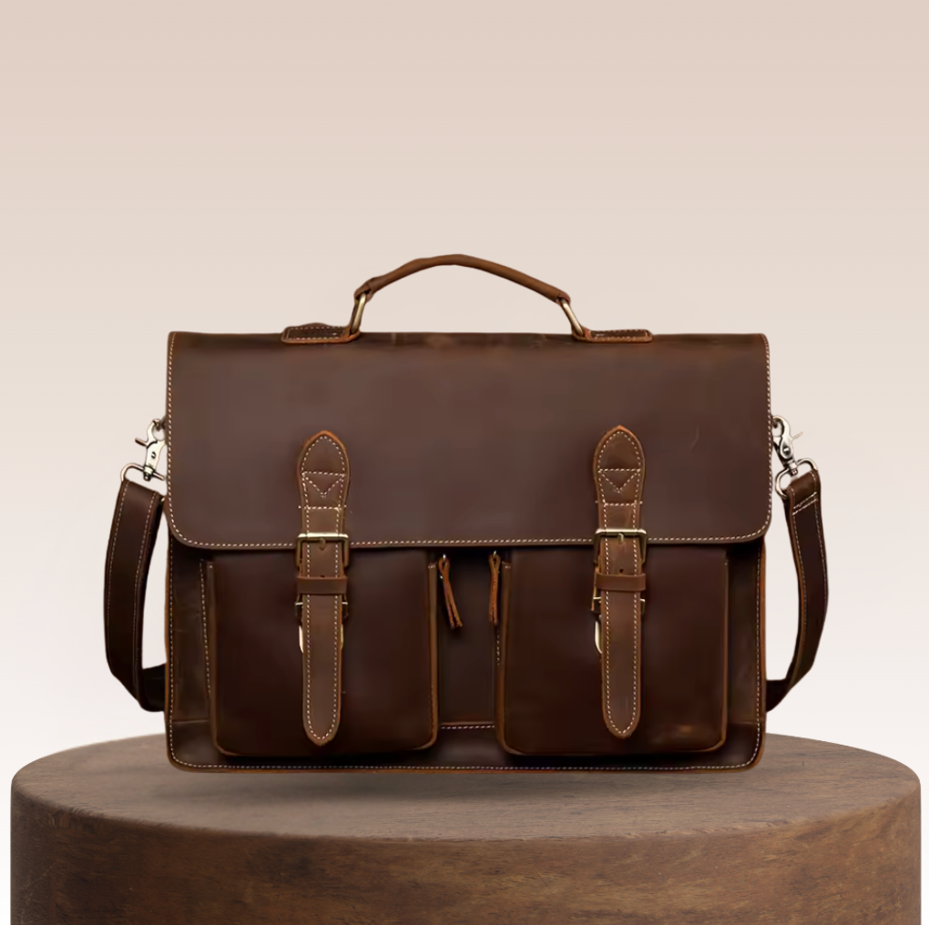 Holden Buckle-Strap Leather Messenger