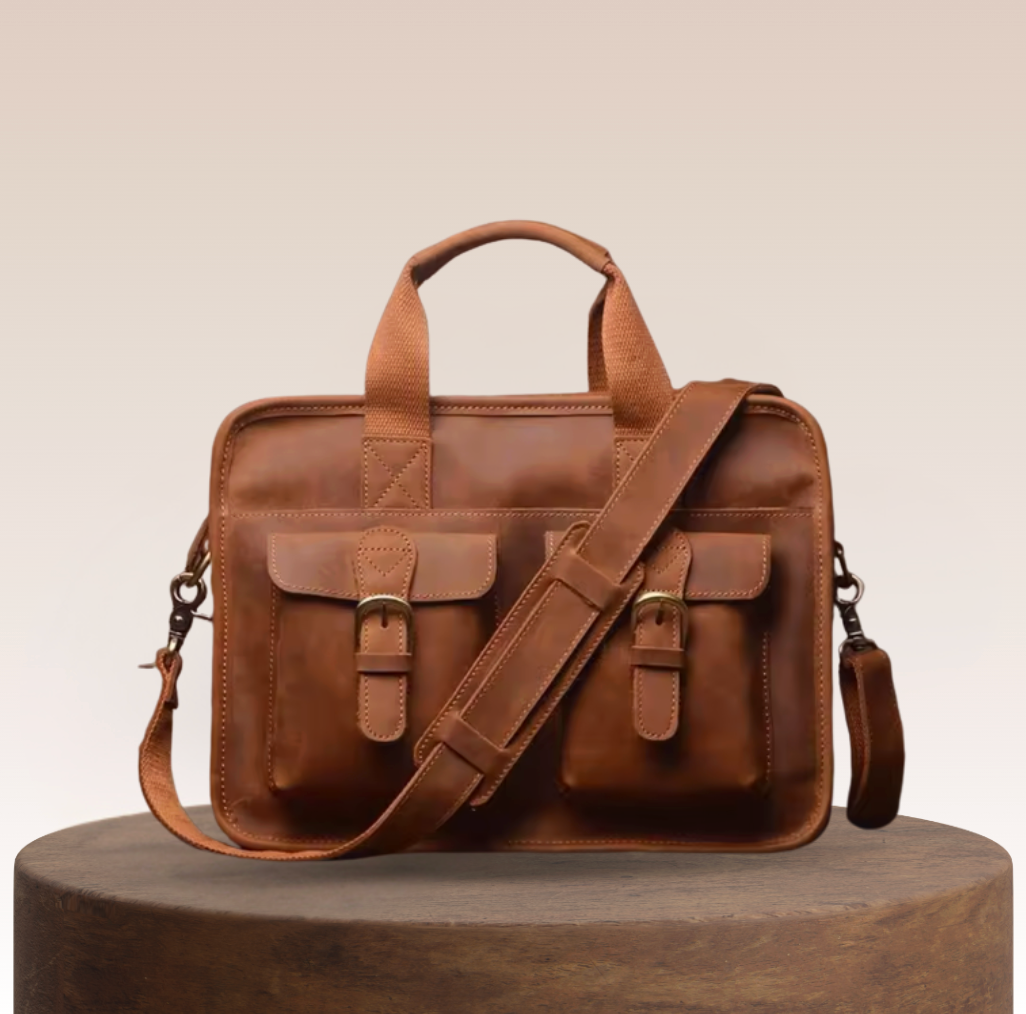 Grayson Twin-Pocket Leather Briefcase