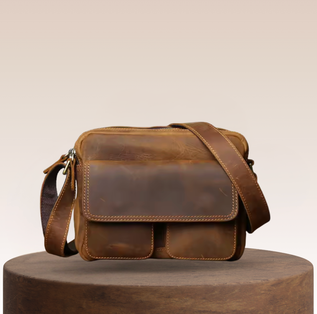 Harrison Flap-Front Leather Messenger