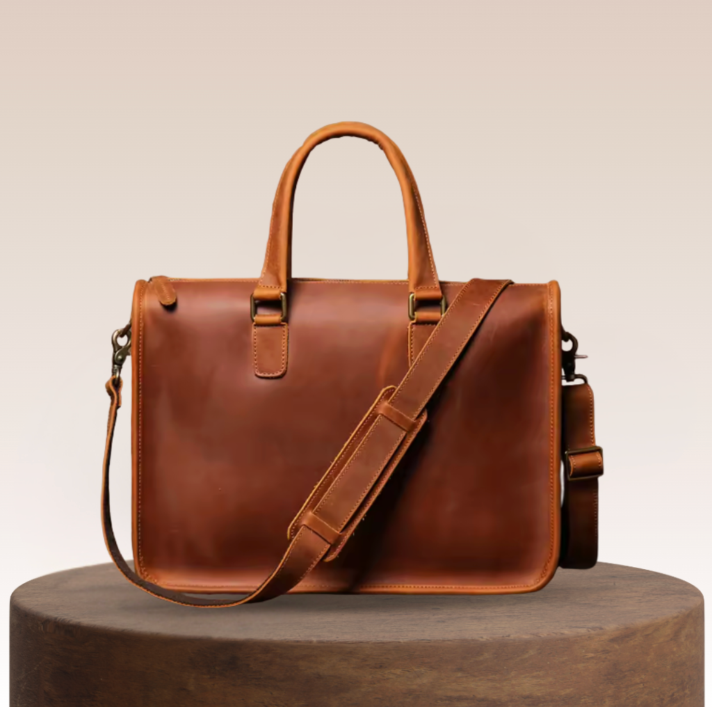 Halston Structured Leather Briefcase