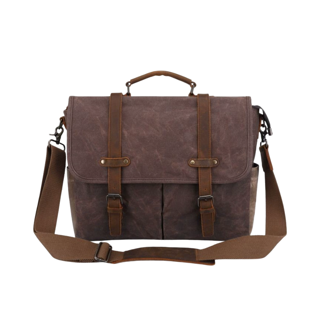 Bennett | Vintage Canvas Messenger with Leather Straps
