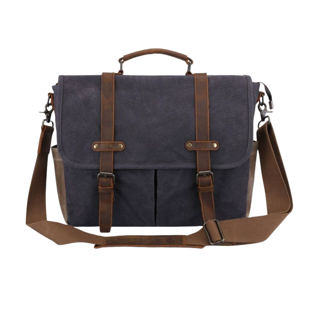 Bennett | Vintage Canvas Messenger with Leather Straps