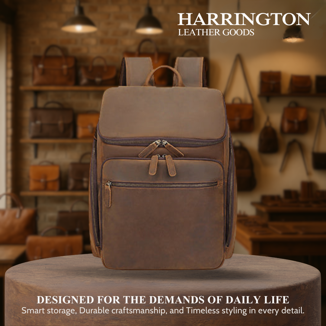 Laurent | Classic Leather with Front Pocket | Backpack