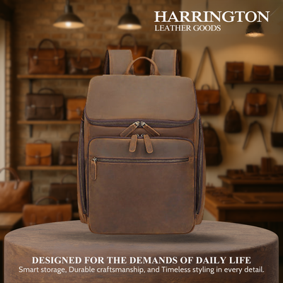 Laurent | Classic Leather with Front Pocket | Backpack