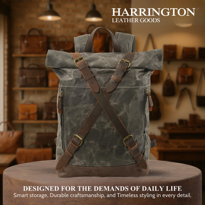 Barron | Waxed Rucksack Canvas Roll-Top Backpack