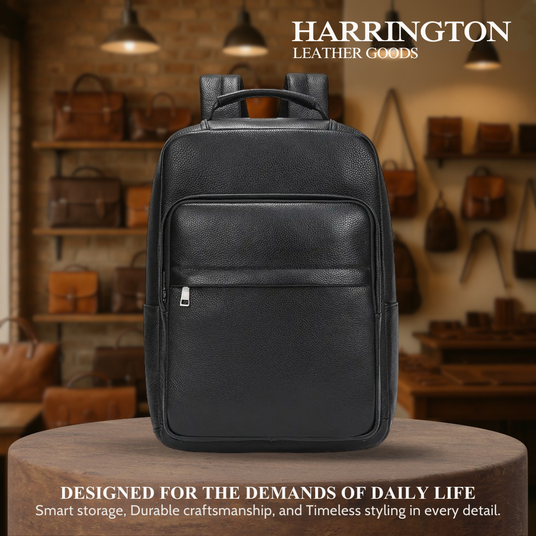Everett | Genuine Top‑Grain Leather Laptop Backpack