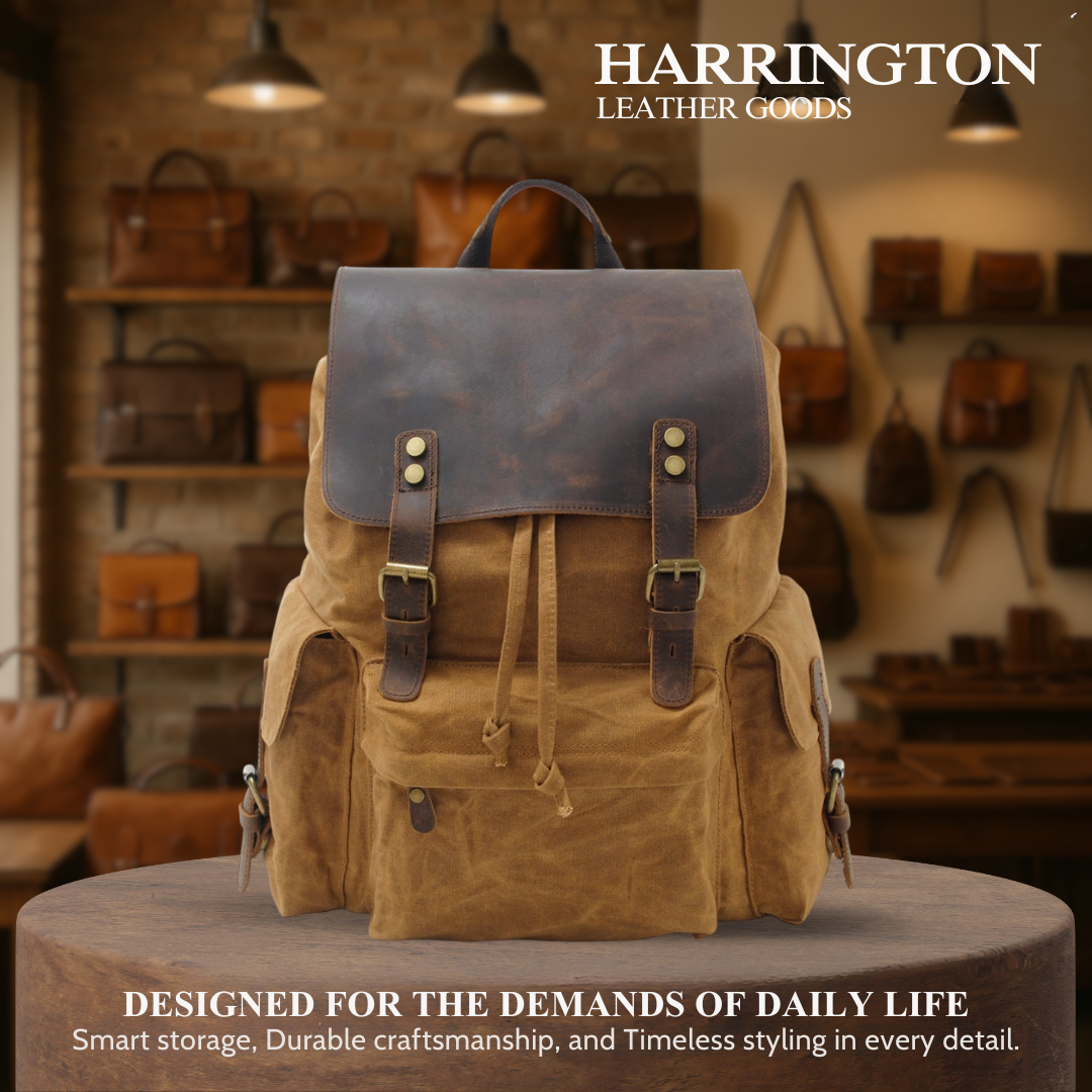 Joey | Classic Waxed Canvas with Leather Flap | Backpack