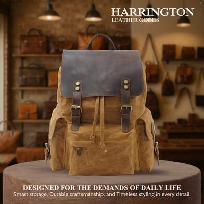 Joey | Classic Waxed Canvas with Leather Flap | Backpack