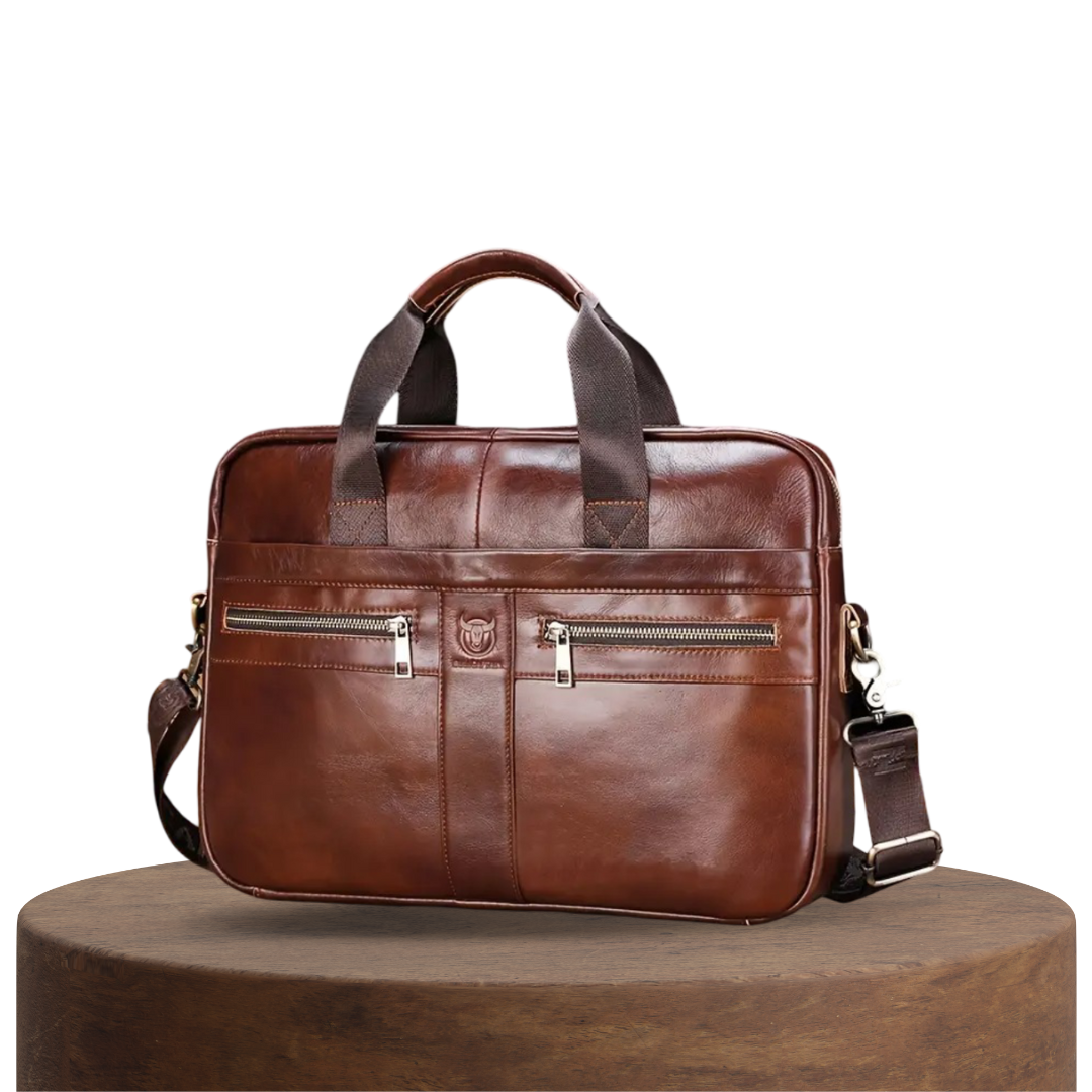Preston | Sleek Leather Work Briefcase with Twin-Zip Front