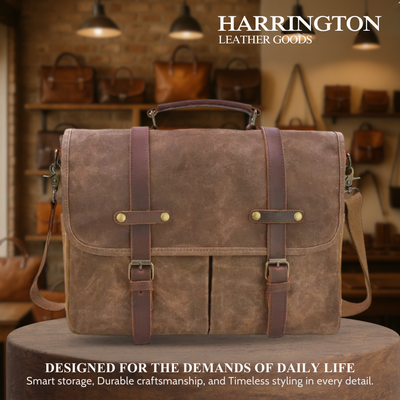 Bennett | Vintage Canvas Messenger with Leather Straps