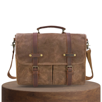 Bennett | Vintage Canvas Messenger with Leather Straps