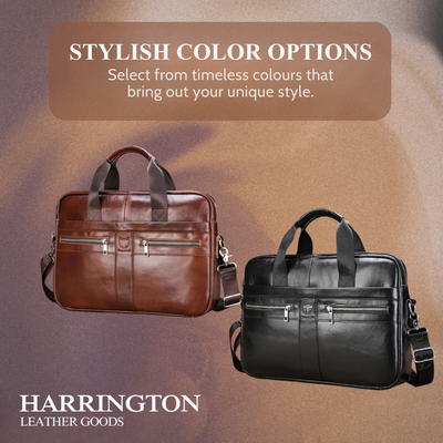 Preston | Sleek Leather Work Briefcase with Twin-Zip Front