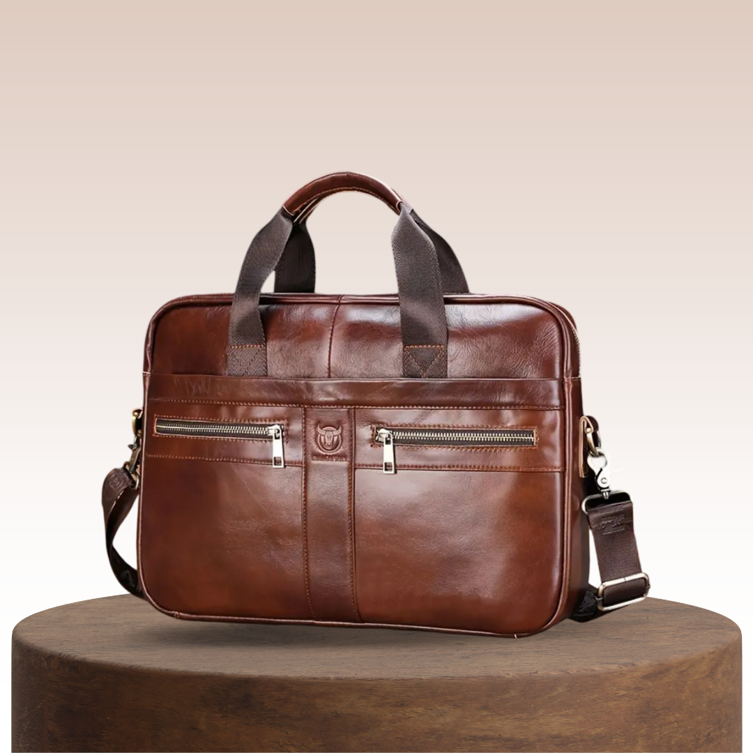 Preston | Sleek Leather Work Briefcase with Twin-Zip Front