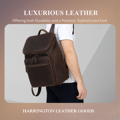 Laurent | Classic Leather with Front Pocket | Backpack