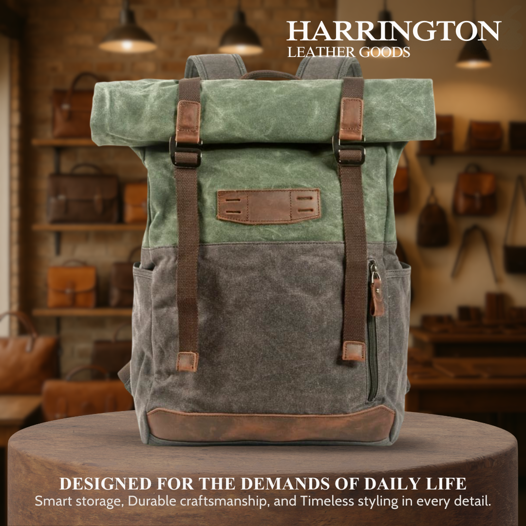 Calvin | Waterproof Canvas Roll-Top Backpack