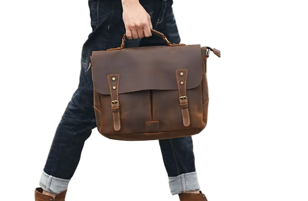 Beau Double Buckle Leather Messenger