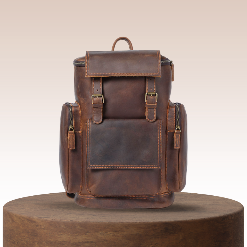 Ellison Front Pocket Leather Backpack