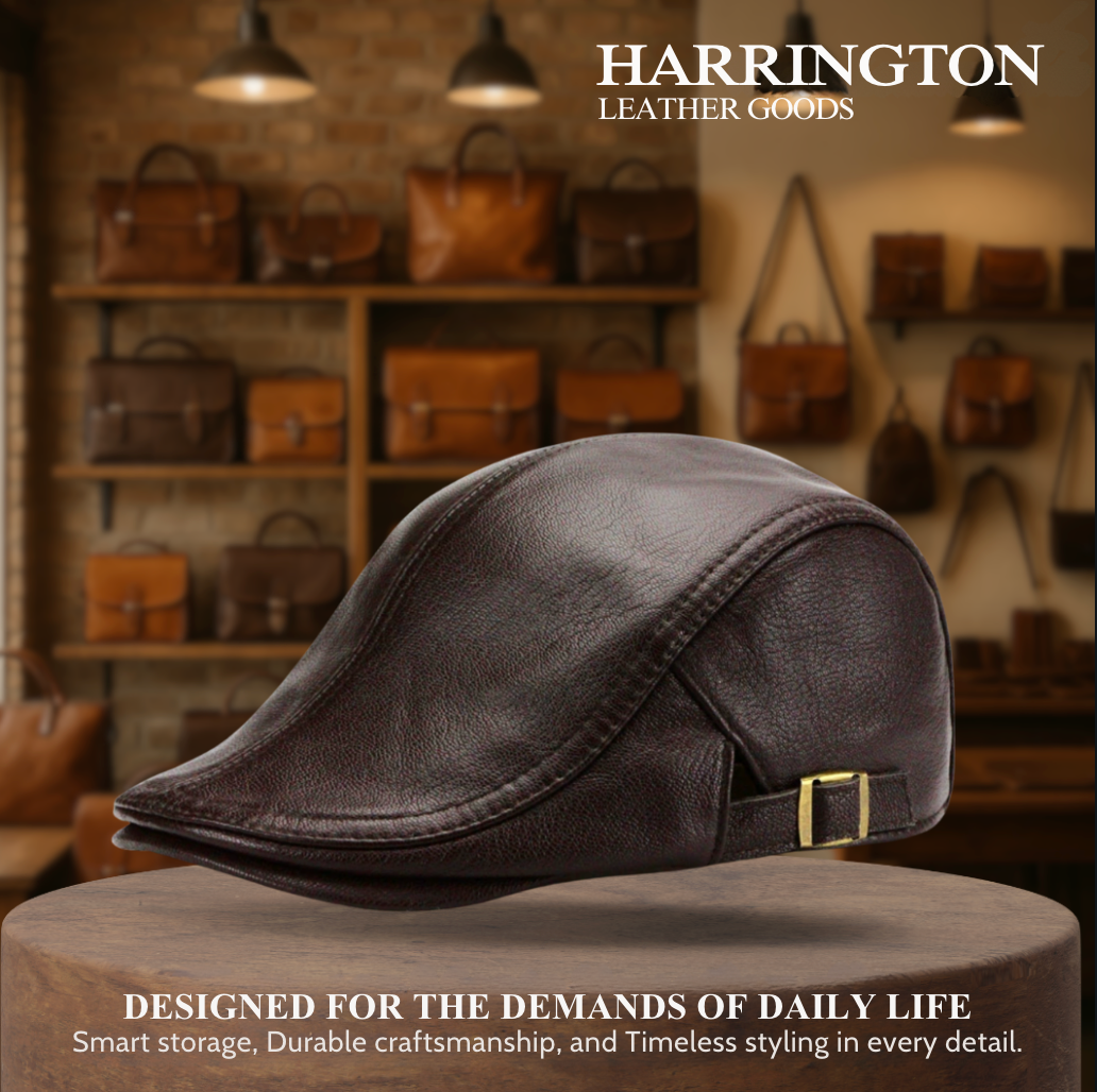 Hanz | Genuine Leather Adjustable Fit Newsboy Cap