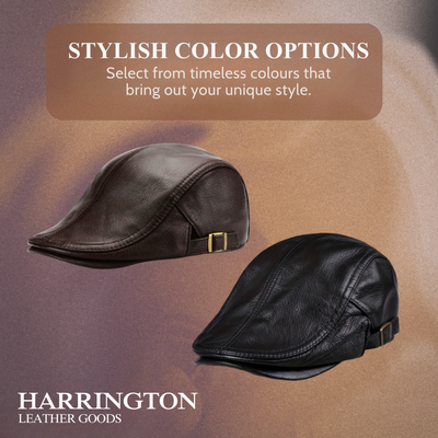 Hanz | Genuine Leather Adjustable Fit Newsboy Cap