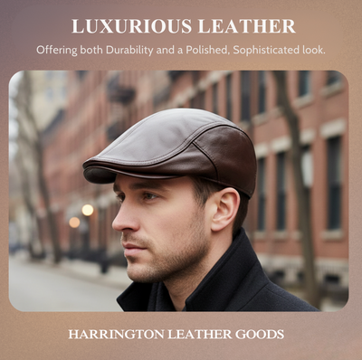 Hanz | Genuine Leather Adjustable Fit Newsboy Cap