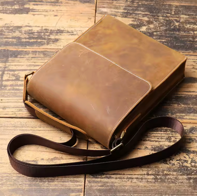 Lance | High-end Vintage Black Brown Genuine Crazy Horse Leather