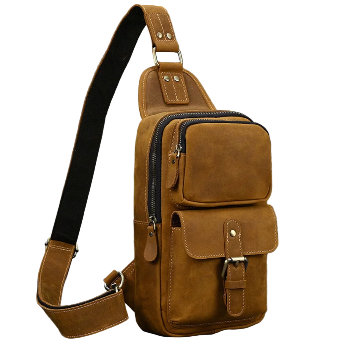 Luis Multi-Pocket Leather Crossbody