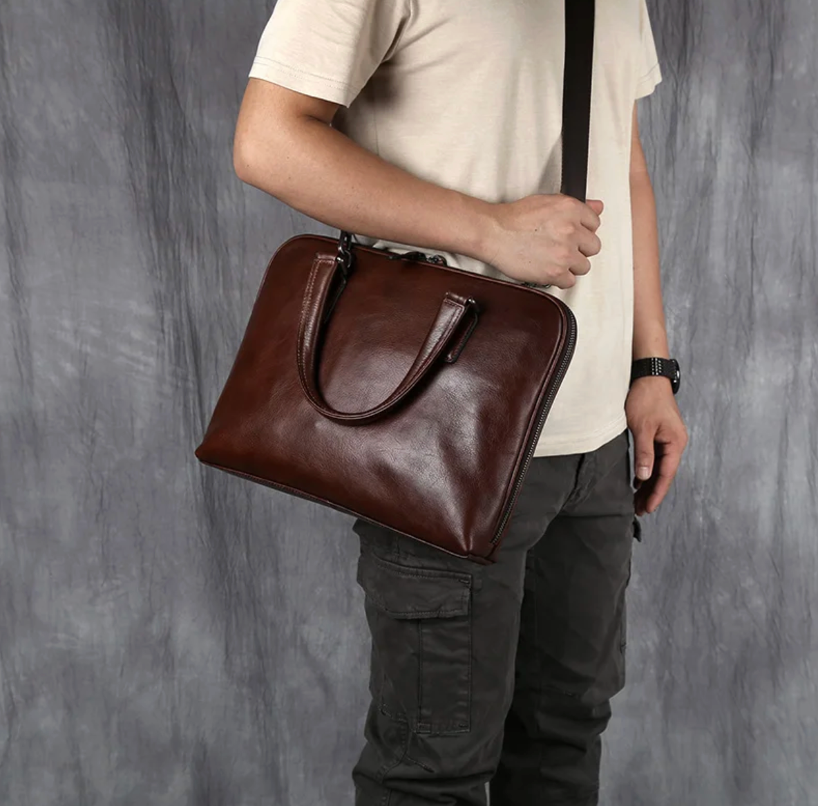 Rudolf | Vintage Style Men's Leather Briefcase