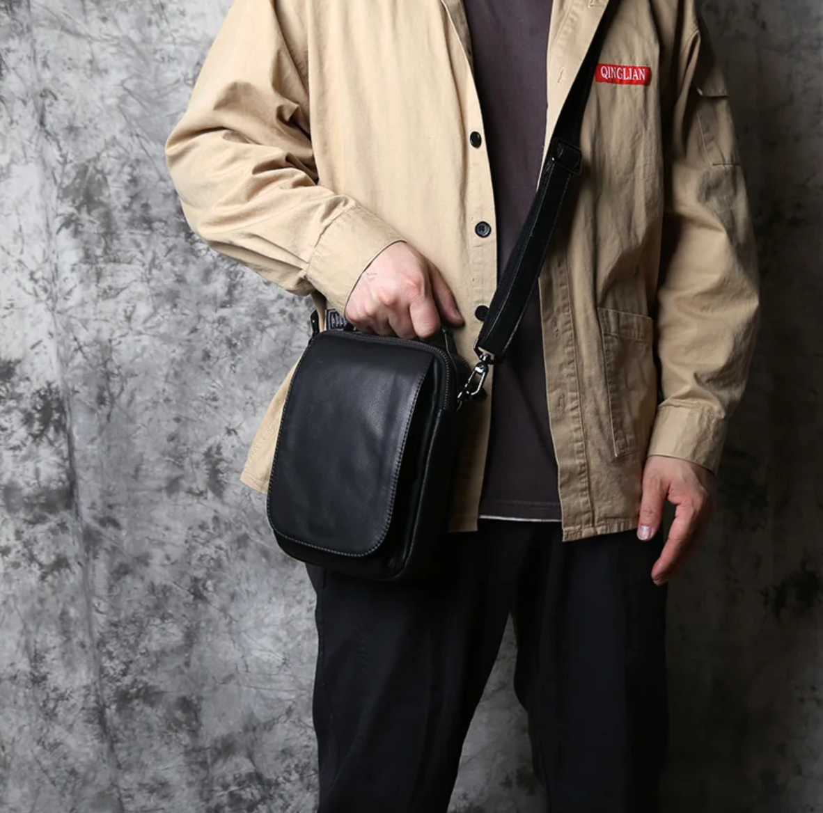 Rene | Leather Men's Shoulder Cross Body Bag