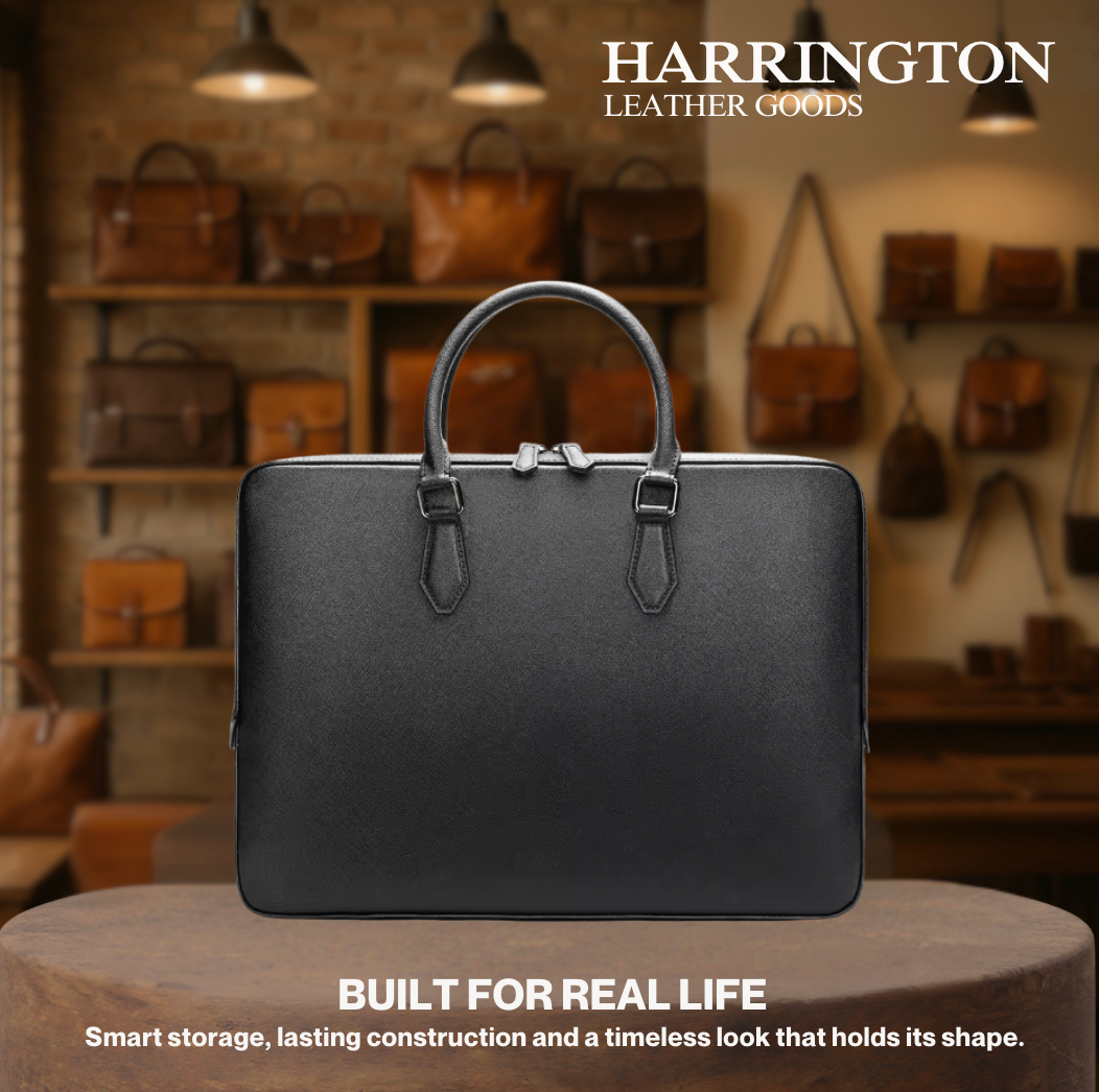 Renz  | Men's Genuine Leather Briefcase, Large-capacity
