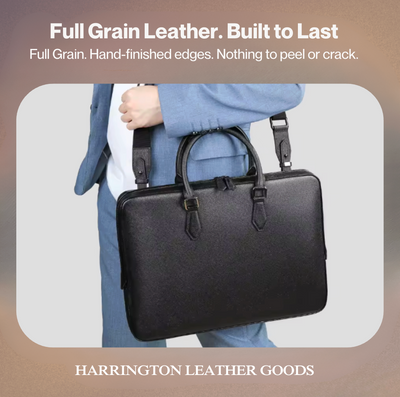 Renz  | Men's Genuine Leather Briefcase, Large-capacity