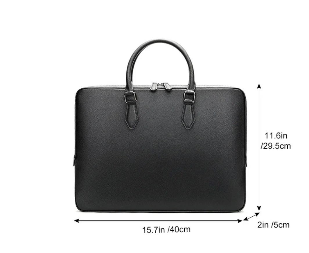 Renz  | Men's Genuine Leather Briefcase, Large-capacity