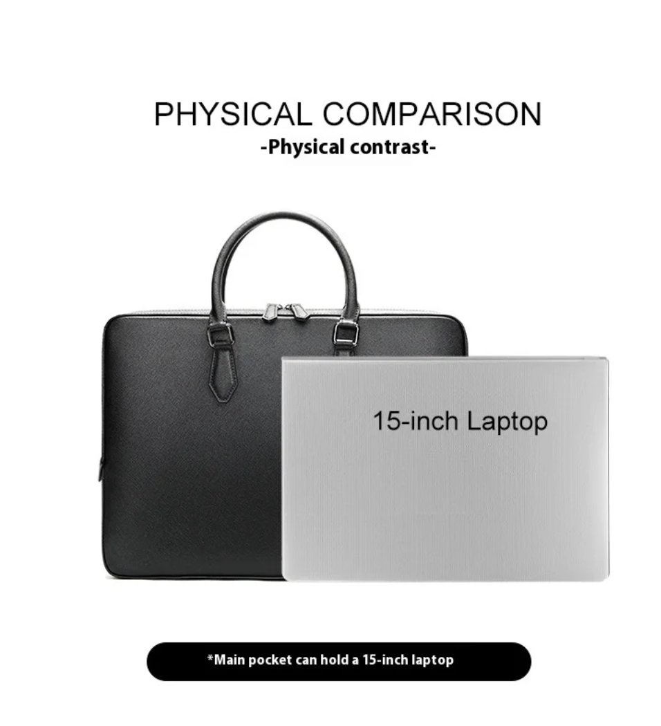 Renz  | Men's Genuine Leather Briefcase, Large-capacity