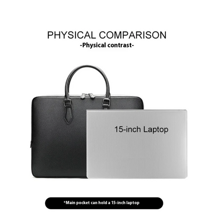 Renz  | Men's Genuine Leather Briefcase, Large-capacity