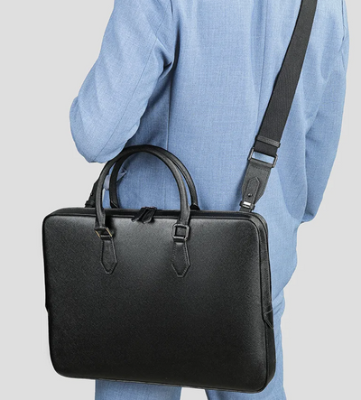 Renz  | Men's Genuine Leather Briefcase, Large-capacity