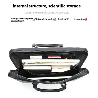 Renz  | Men's Genuine Leather Briefcase, Large-capacity