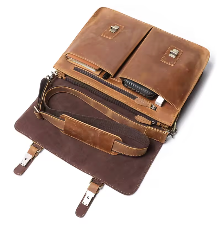 Fletcher Buckle-Flap Leather Messenger