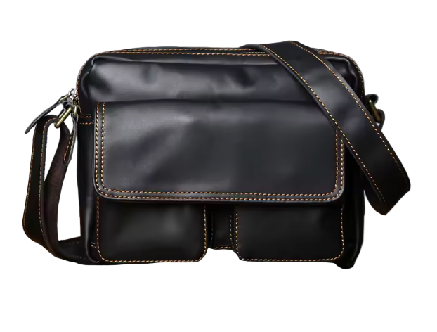 Milton Twin-Pouch Leather Crossbody