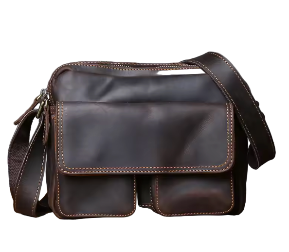 Milton Twin-Pouch Leather Crossbody