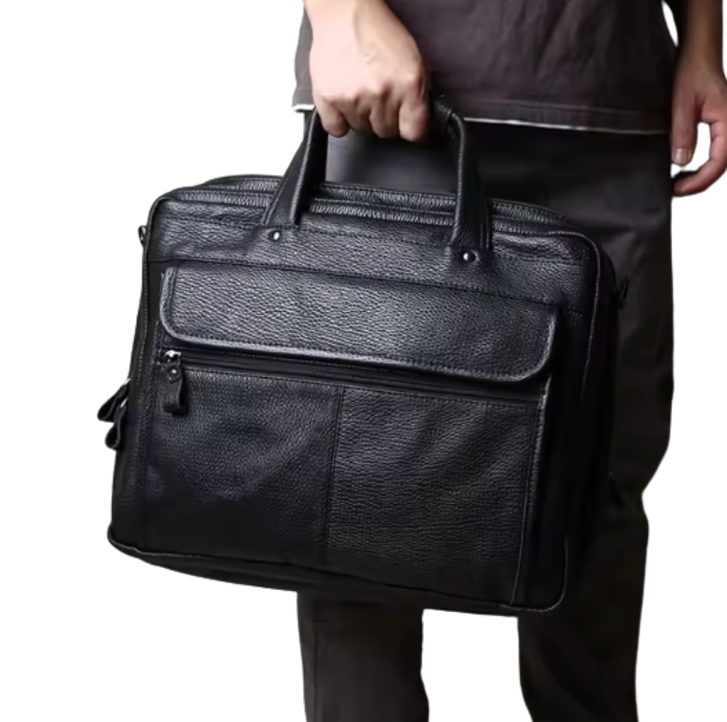 Ellington Triple-Compartment Leather Briefcase