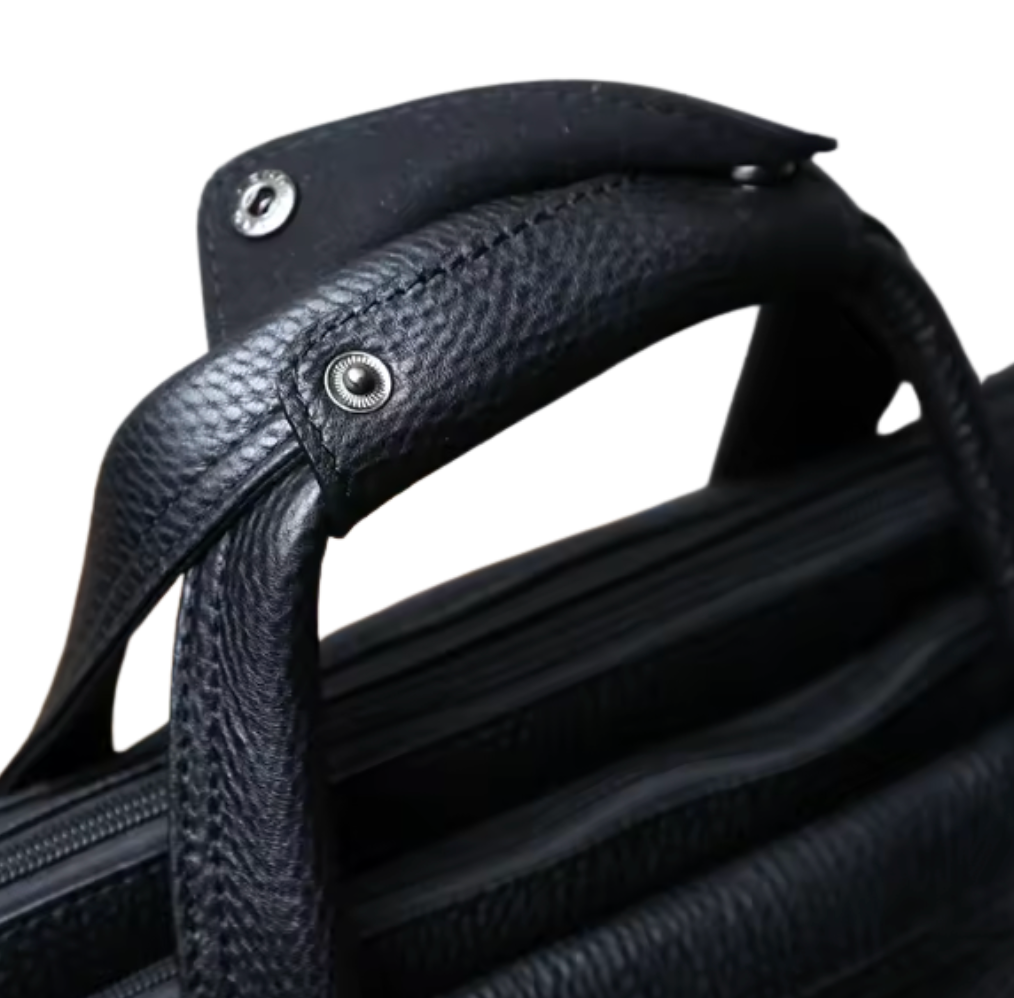 Ellington Triple-Compartment Leather Briefcase