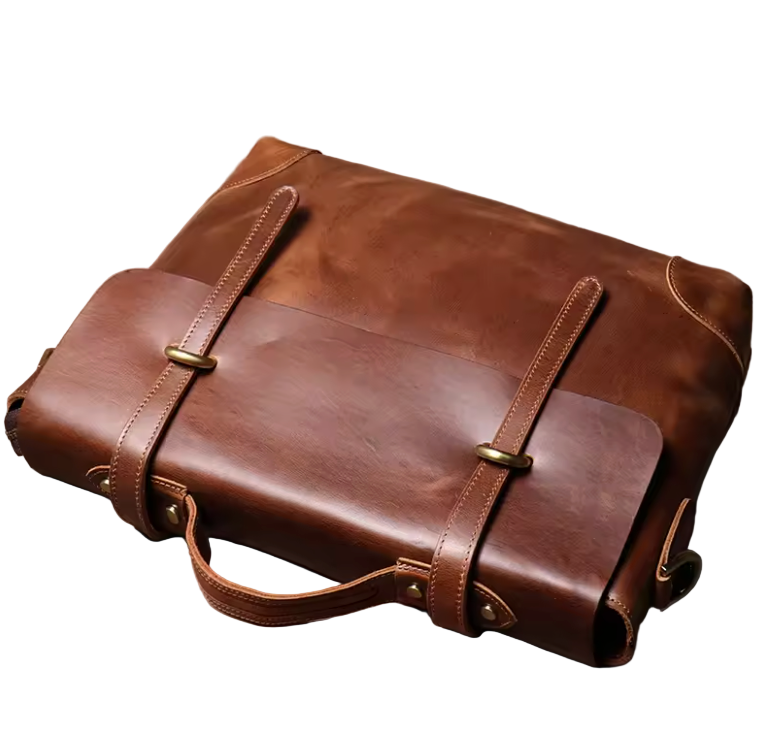 Ashford Twin-Buckle Leather Briefcase