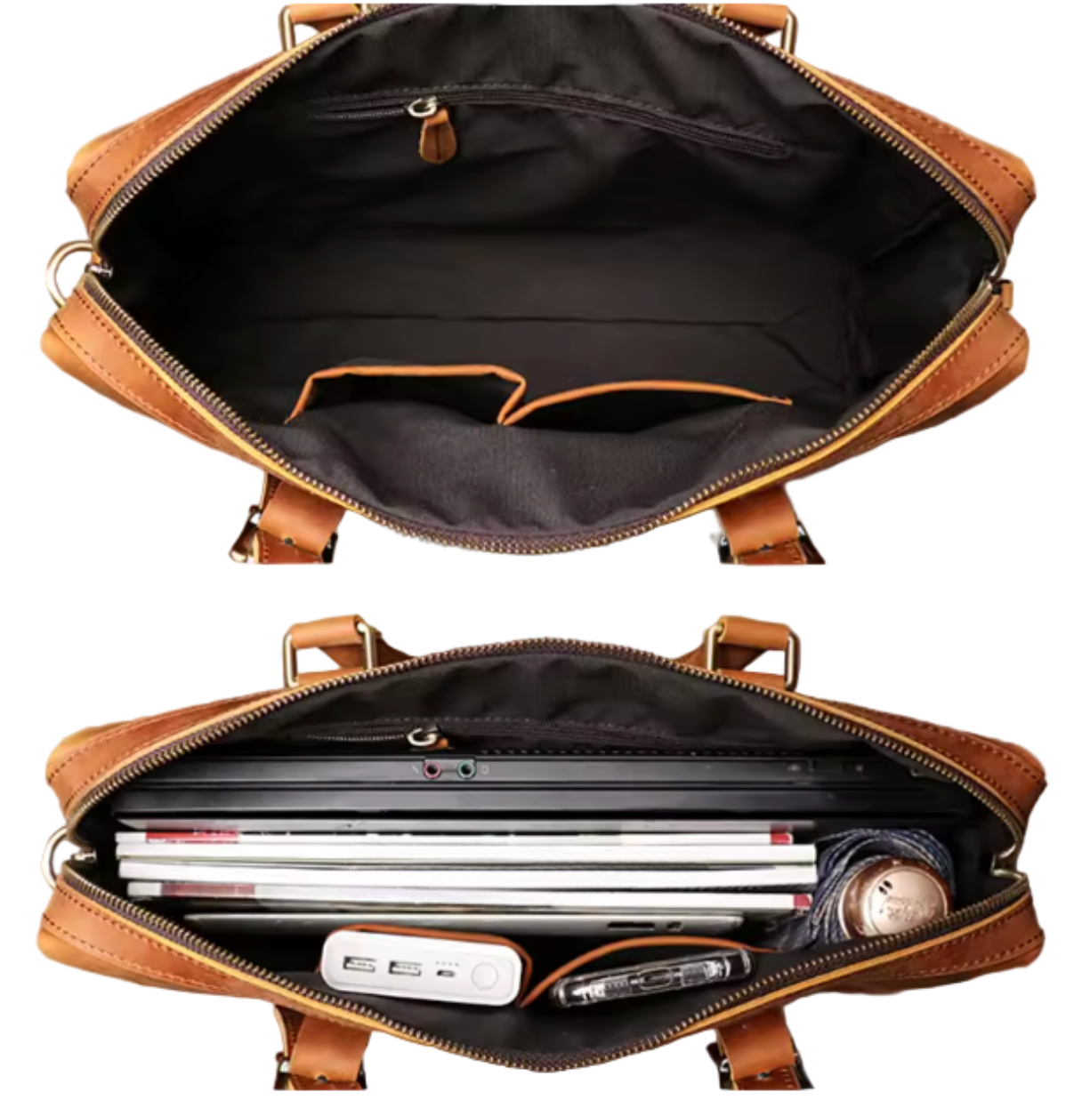 Thornton Wide-Opening Leather Briefcase