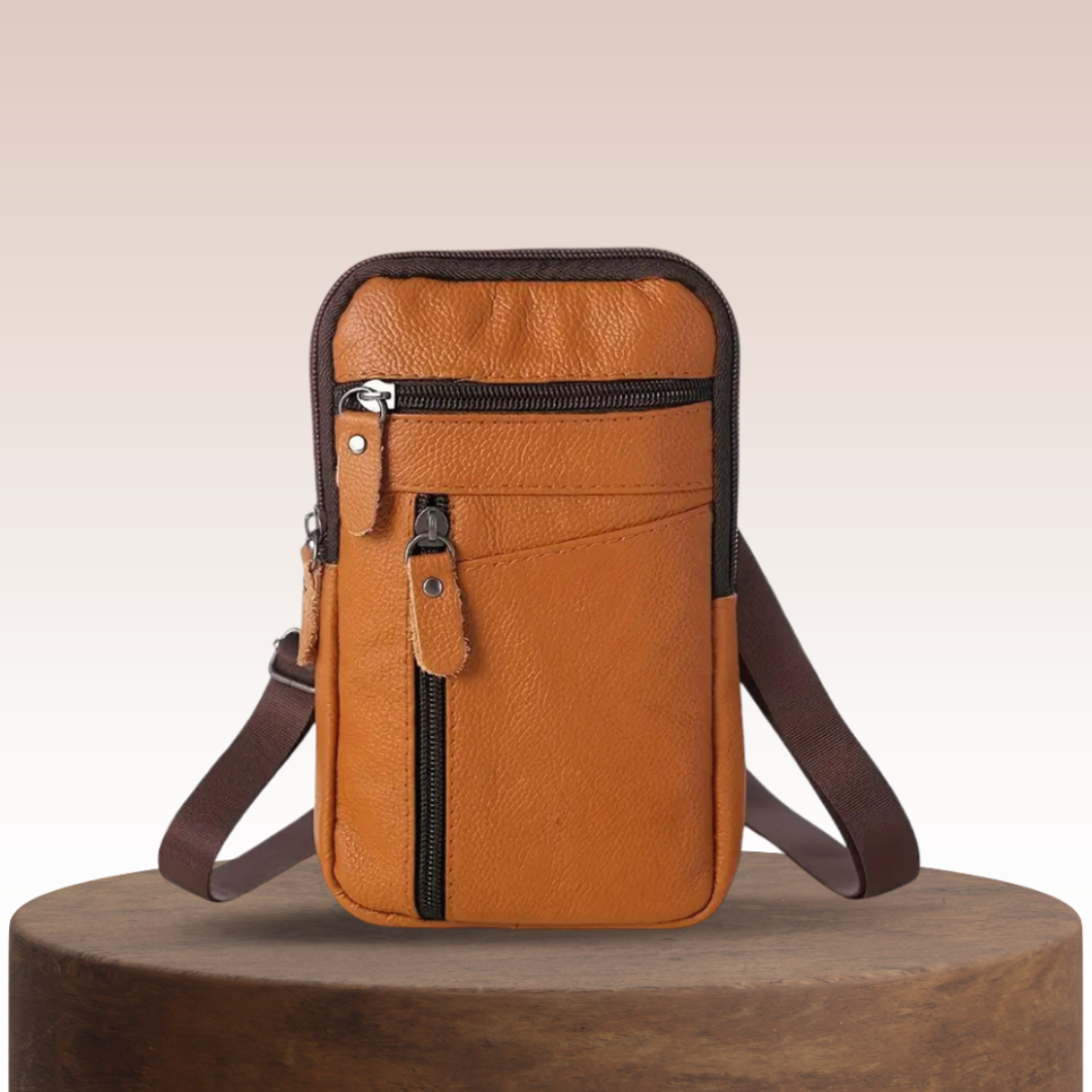 Thorne Compact Zip-Top Leather Crossbody