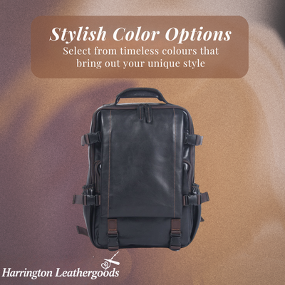 Griffin | Men's Black Leather Backpack for Work and Travel