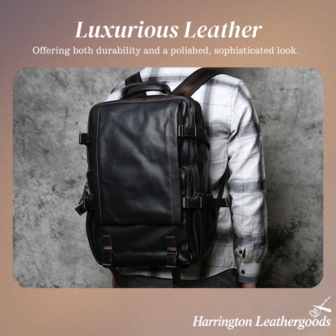 Griffin | Men's Black Leather Backpack for Work and Travel