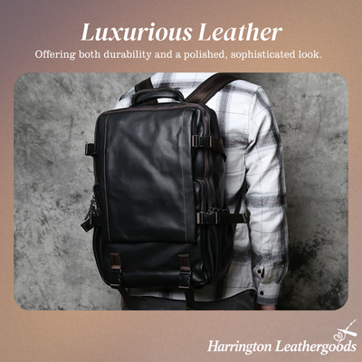 Griffin | Men's Black Leather Backpack for Work and Travel