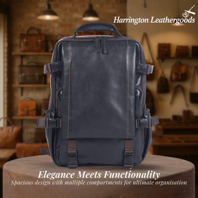Griffin | Men's Black Leather Backpack for Work and Travel